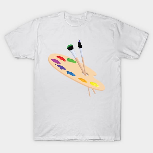 Artist Palette, Paint Brushes, Painters Palette Design, Artwork, Vector, Graphic T-Shirt by xcsdesign